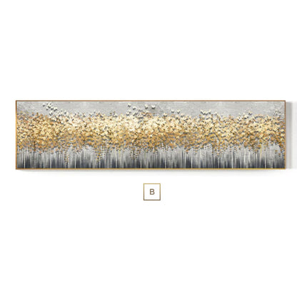 Abstract Golden Leaf Butterfly Forest Wall Art Fine Art Canvas Prints Contemporary Brown Yellow Gray Wide Format Picture For Living Room Bedroom Home Decor
