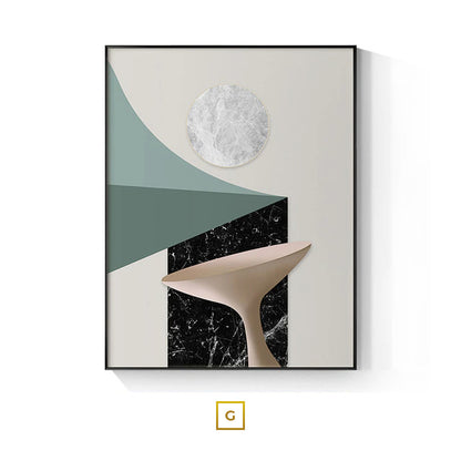 Abstract Minimalist Architectural Inspiration Wall Art Fine Art Canvas Prints Golden Blue Beige Pictures For Luxury Living Room Contemporary Home Office Decor