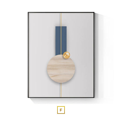 Abstract Minimalist Architectural Inspiration Wall Art Fine Art Canvas Prints Golden Blue Beige Pictures For Luxury Living Room Contemporary Home Office Decor
