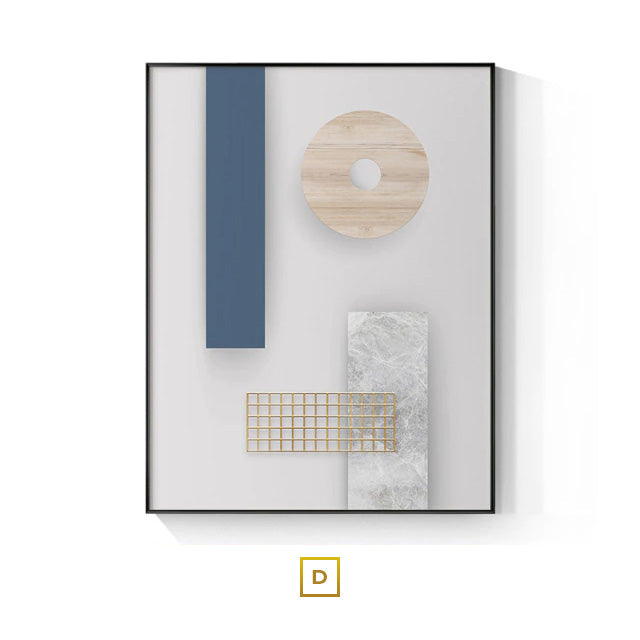 Abstract Minimalist Architectural Inspiration Wall Art Fine Art Canvas Prints Golden Blue Beige Pictures For Luxury Living Room Contemporary Home Office Decor