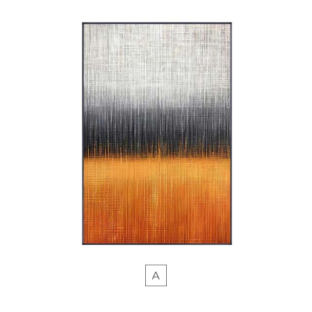 Abstract Minimalist Gray Orange Modern Aesthetics Wall Art Fine Art Canvas Prints Pictures For Contemporary Loft Apartment Living Room Home Office Decor