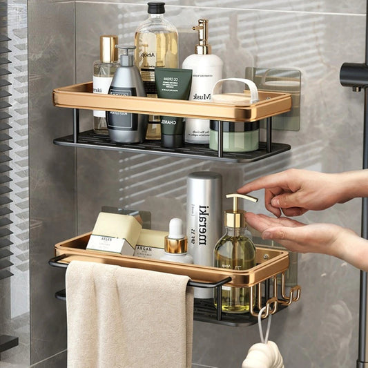 Aluminum Bathroom Shelf For Shampoo Conditioner Cosmetics Storage Washroom Shelving Sundries Organizer Modern Kitchen Shelf Racking