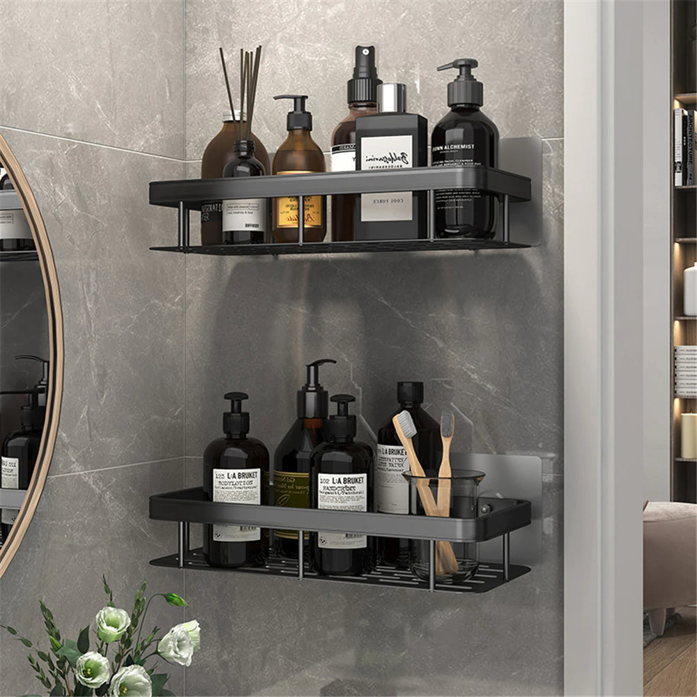 Aluminum Bathroom Shelf For Shampoo Conditioner Cosmetics Storage Washroom Shelving Sundries Organizer Modern Kitchen Shelf Racking