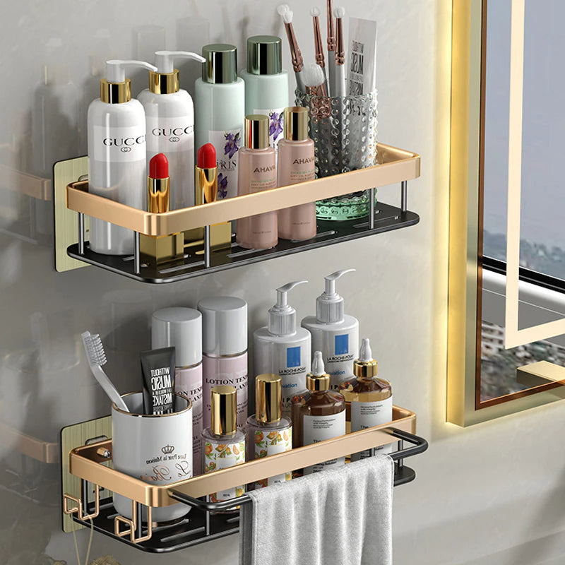 Aluminum Bathroom Shelf For Shampoo Conditioner Cosmetics Storage Washroom Shelving Sundries Organizer Modern Kitchen Shelf Racking