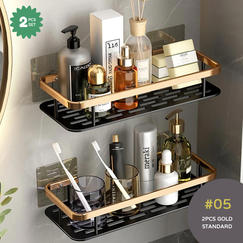 Aluminum Bathroom Shelf For Shampoo Conditioner Cosmetics Storage Washroom Shelving Sundries Organizer Modern Kitchen Shelf Racking