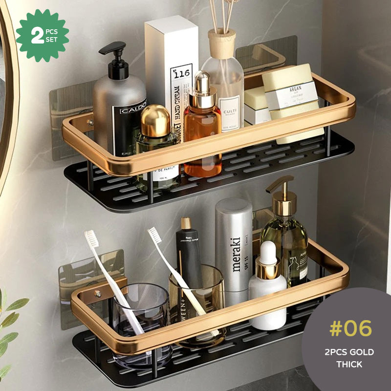 Aluminum Bathroom Shelf For Shampoo Conditioner Cosmetics Storage Washroom Shelving Sundries Organizer Modern Kitchen Shelf Racking