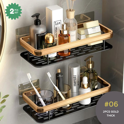 Aluminum Bathroom Shelf For Shampoo Conditioner Cosmetics Storage Washroom Shelving Sundries Organizer Modern Kitchen Shelf Racking