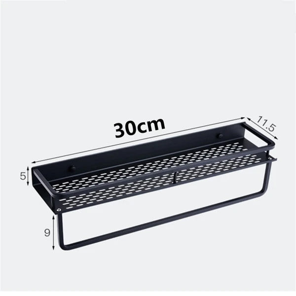Aluminum Black Bathroom Storage Shelf Shower Rack Black Modern Fixtures And Fittings Bathroom Accessories Storage Rack