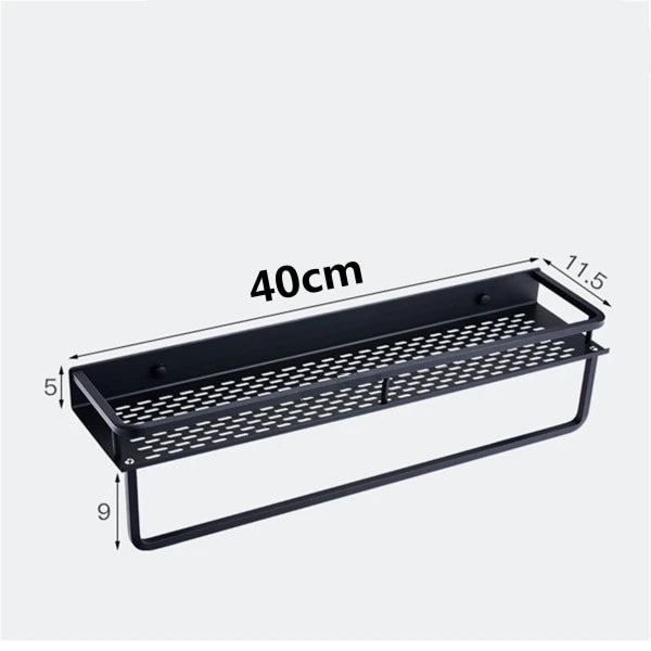 Aluminum Black Bathroom Storage Shelf Shower Rack Black Modern Fixtures And Fittings Bathroom Accessories Storage Rack