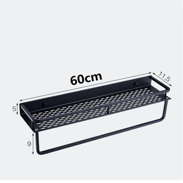 Aluminum Black Bathroom Storage Shelf Shower Rack Black Modern Fixtures And Fittings Bathroom Accessories Storage Rack