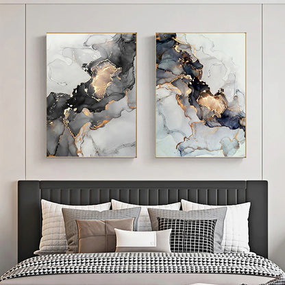 Black Golden Marble Print Wall Art Fine Art Canvas Poster Modern Abstract Pictures For Luxury Apartment Living Room Bedroom Home Office Interior Decor