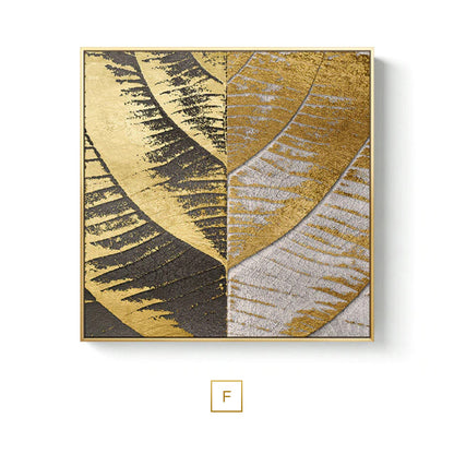 Black Golden Abstract Symmetry Wall Art Fine Art Canvas Prints Square Format Pictures For Loft Apartment Living Room Modern Luxury Interior Decor