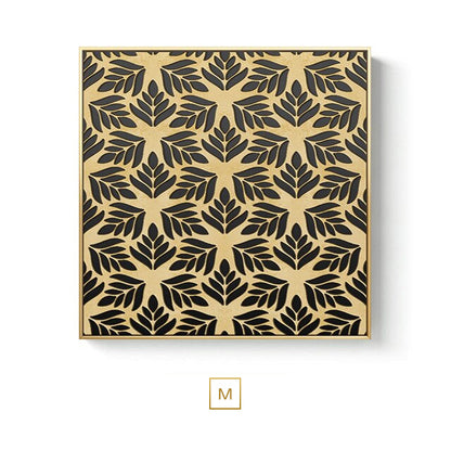 Black Golden Abstract Symmetry Wall Art Fine Art Canvas Prints Square Format Pictures For Loft Apartment Living Room Modern Luxury Interior Decor