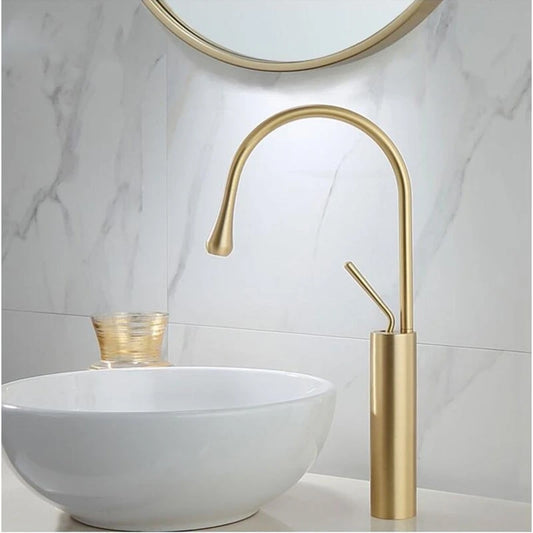 Brass Mixer Tap For Bathroom Basin Modern Contemporary Design Single Lever 360 Degree Rotation Spout For Kitchen Or Bathroom