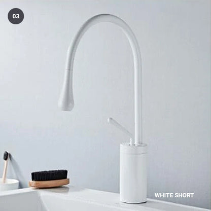 Brass Mixer Tap For Bathroom Basin Modern Contemporary Design Single Lever 360 Degree Rotation Spout For Kitchen Or Bathroom