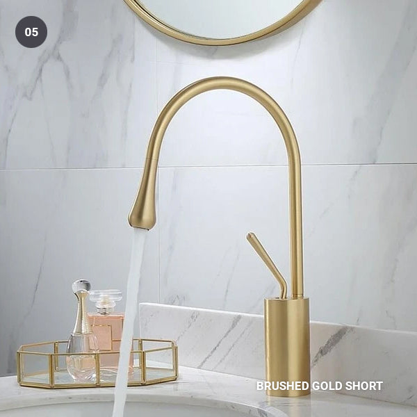 Brass Mixer Tap For Bathroom Basin Modern Contemporary Design Single Lever 360 Degree Rotation Spout For Kitchen Or Bathroom