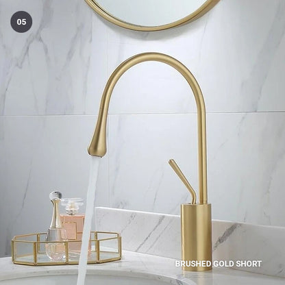 Brass Mixer Tap For Bathroom Basin Modern Contemporary Design Single Lever 360 Degree Rotation Spout For Kitchen Or Bathroom