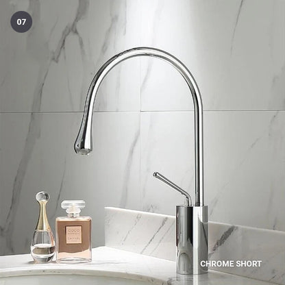 Brass Mixer Tap For Bathroom Basin Modern Contemporary Design Single Lever 360 Degree Rotation Spout For Kitchen Or Bathroom