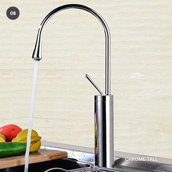 Brass Mixer Tap For Bathroom Basin Modern Contemporary Design Single Lever 360 Degree Rotation Spout For Kitchen Or Bathroom