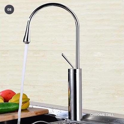 Brass Mixer Tap For Bathroom Basin Modern Contemporary Design Single Lever 360 Degree Rotation Spout For Kitchen Or Bathroom