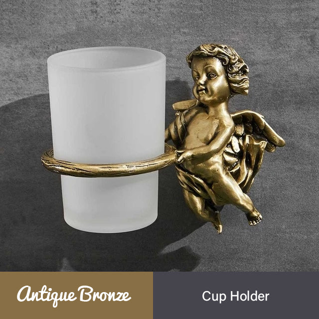 Bronze Angel Bathroom Fittings Soap Dish Robe Hook Cup Holder Toilet Paper Holder Glass Shelf Towel Bath Neo Classic Home Deco Washroom Bathroom Hardware