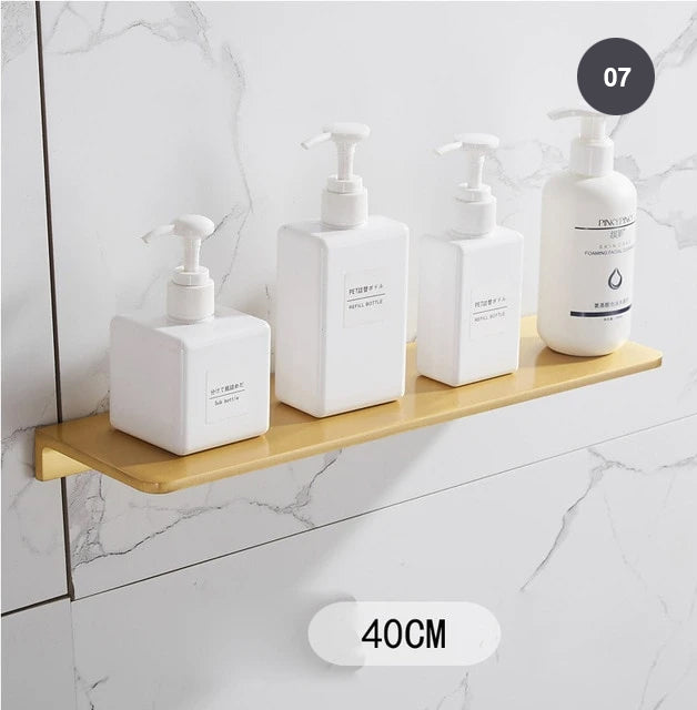 Brushed Gold Bathroom Series Modern Elegant Designer Bathroom Fittings Bathroom Shelf Shower Rack Loo Roll Holder Towel Rack For Washroom Bathroom