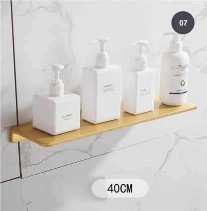 Brushed Gold Bathroom Series Modern Elegant Designer Bathroom Fittings Bathroom Shelf Shower Rack Loo Roll Holder Towel Rack For Washroom Bathroom