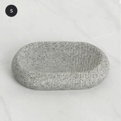 Contemporary Design Bathroom Accessories Liquid Soap Dispenser Toothbrush Holder Hand SoapTray Tumbler Luxury Washroom Set in Granite Gray and Yellow Sand
