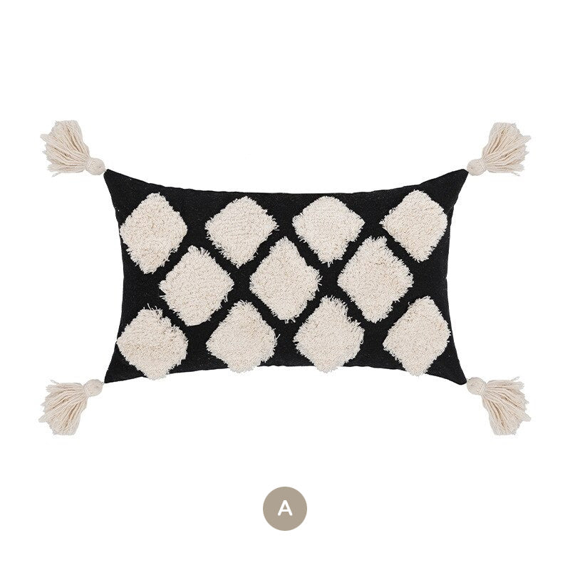 Cotton Linen Tassel Boho Cushion Cover Modern Neutral Color Pillow Cases Covers For Sofa Throw 45x45cmCushions Bohemian Living Room Decor
