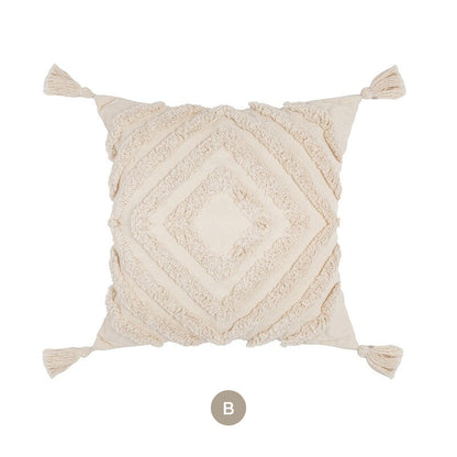 Cotton Linen Tassel Boho Cushion Cover Modern Neutral Color Pillow Cases Covers For Sofa Throw 45x45cmCushions Bohemian Living Room Decor