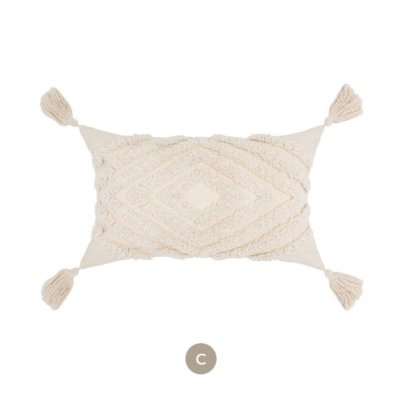 Cotton Linen Tassel Boho Cushion Cover Modern Neutral Color Pillow Cases Covers For Sofa Throw 45x45cmCushions Bohemian Living Room Decor