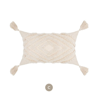 Cotton Linen Tassel Boho Cushion Cover Modern Neutral Color Pillow Cases Covers For Sofa Throw 45x45cmCushions Bohemian Living Room Decor