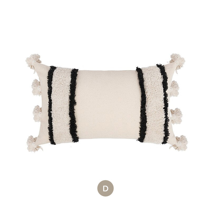 Cotton Linen Tassel Boho Cushion Cover Modern Neutral Color Pillow Cases Covers For Sofa Throw 45x45cmCushions Bohemian Living Room Decor