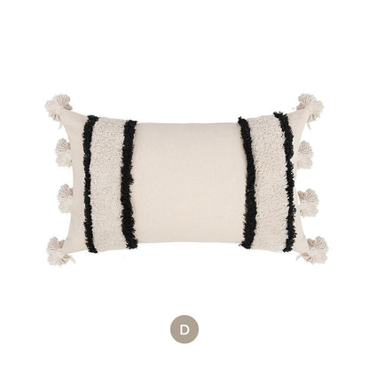 Cotton Linen Tassel Boho Cushion Cover Modern Neutral Color Pillow Cases Covers For Sofa Throw 45x45cmCushions Bohemian Living Room Decor