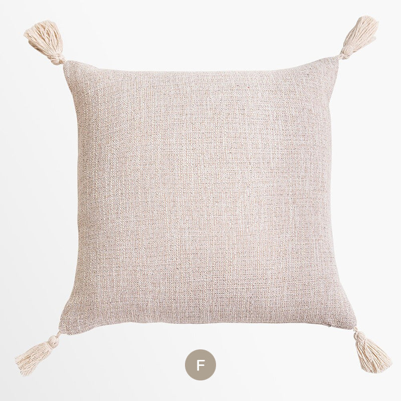 Cotton Linen Tassel Boho Cushion Cover Modern Neutral Color Pillow Cases Covers For Sofa Throw 45x45cmCushions Bohemian Living Room Decor