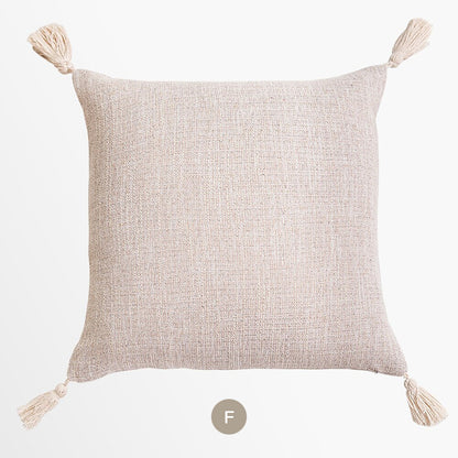 Cotton Linen Tassel Boho Cushion Cover Modern Neutral Color Pillow Cases Covers For Sofa Throw 45x45cmCushions Bohemian Living Room Decor