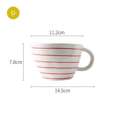 Creative Ceramics Handmade Coffee Mug Tea Cup Hand Painted Teacup Breakfast Teacup With Handle Modern Nordic Style Pottery Drinkware Kitchen Tableware