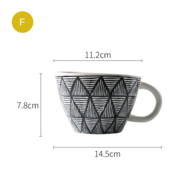 Creative Ceramics Handmade Coffee Mug Tea Cup Hand Painted Teacup Breakfast Teacup With Handle Modern Nordic Style Pottery Drinkware Kitchen Tableware