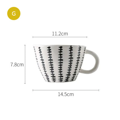 Creative Ceramics Handmade Coffee Mug Tea Cup Hand Painted Teacup Breakfast Teacup With Handle Modern Nordic Style Pottery Drinkware Kitchen Tableware