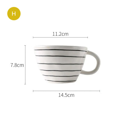 Creative Ceramics Handmade Coffee Mug Tea Cup Hand Painted Teacup Breakfast Teacup With Handle Modern Nordic Style Pottery Drinkware Kitchen Tableware