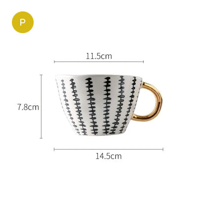Creative Ceramics Handmade Coffee Mug Tea Cup Hand Painted Teacup Breakfast Teacup With Handle Modern Nordic Style Pottery Drinkware Kitchen Tableware