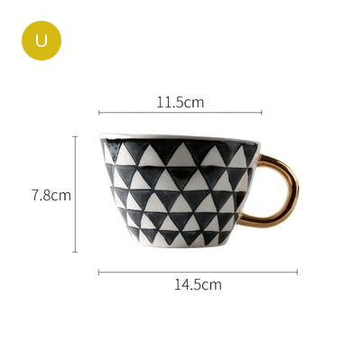 Creative Ceramics Handmade Coffee Mug Tea Cup Hand Painted Teacup Breakfast Teacup With Handle Modern Nordic Style Pottery Drinkware Kitchen Tableware