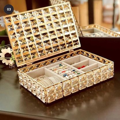 Crystal Bling Makeup Organizer Lipstick Holder Ornamental Dressing Table Jewelry Boxes Cosmetics Storage Box