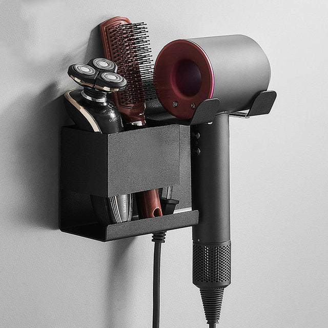 Dedicated Hair Grooming Rack For Hairdryer Hairbrush Shaving Equipment Storage Shelf For Bathroom Hair Salon Black White Space Aluminium