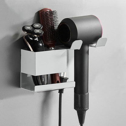Dedicated Hair Grooming Rack For Hairdryer Hairbrush Shaving Equipment Storage Shelf For Bathroom Hair Salon Black White Space Aluminium