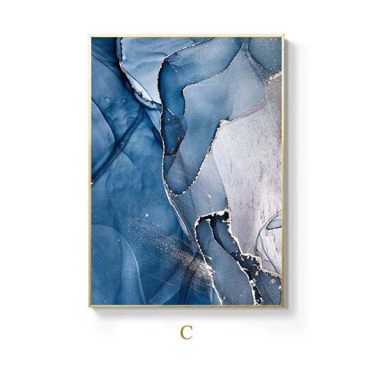 Deep Blue Liquid Marble Print Abstract Wall Art Fine Art Canvas Prints Modern Pictures For Living Room Dining Room Home Office Interior Decor