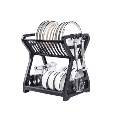 Dual Tier Draining Rack For Kitchen Sink Space Saving Foldable Waterproof Double Drainer For Drying Dishes Essential Kitchen Accessories