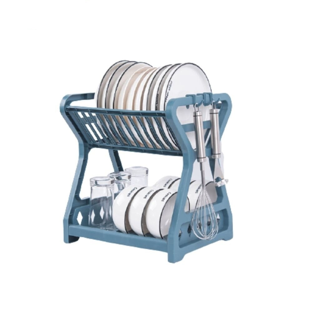 Dual Tier Draining Rack For Kitchen Sink Space Saving Foldable Waterproof Double Drainer For Drying Dishes Essential Kitchen Accessories