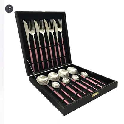 Elegant Golden Stainless Steel Dinnerware Cutlery Set Stainless Steel Steak Knife Fork Set Coffee Spoon Teaspoon Kitchen Tableware