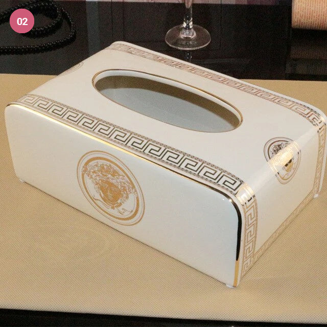 Elegant Vintage Luxury Ceramic Tissue Box Holder Serviette Paper Towel Box Holder For Home Office Hotel Living Room Bathroom Decor
